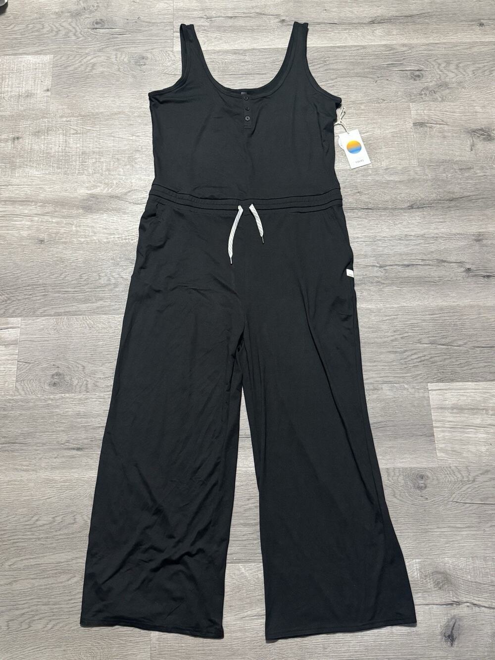 NWT Vuori Falls Jumpsuit XXL Sleeveless Wide Leg Pants Heathered Black